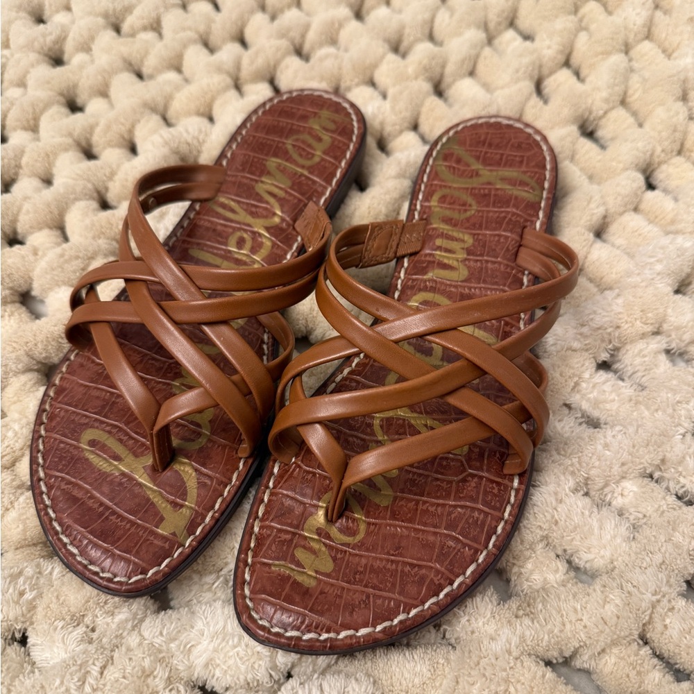 Sam Edelman Tan Leather Crisscross Sandals